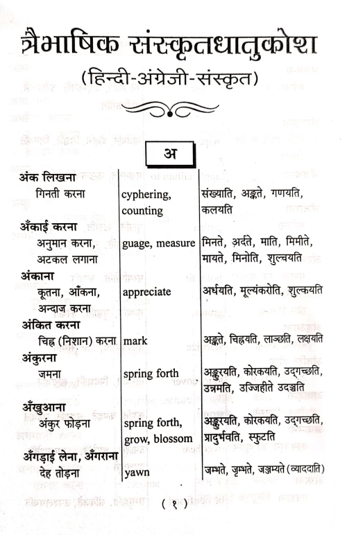 Sanskrit Dhatu Kosa (Traibhasika)